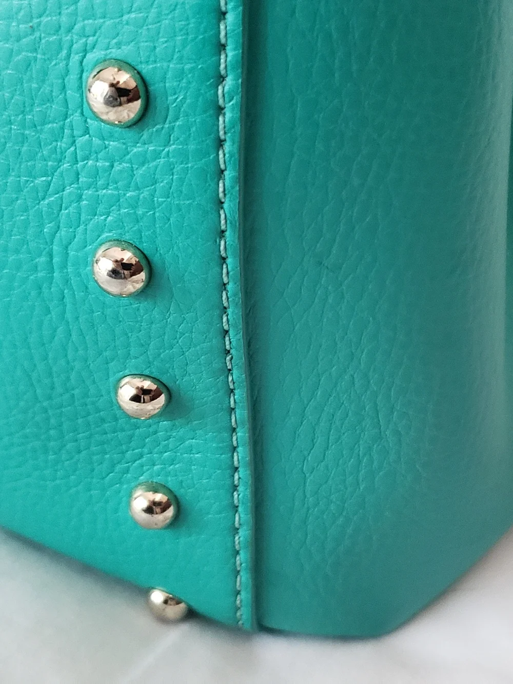 kate spade turquoise pebbled leather satchel with gold hardware